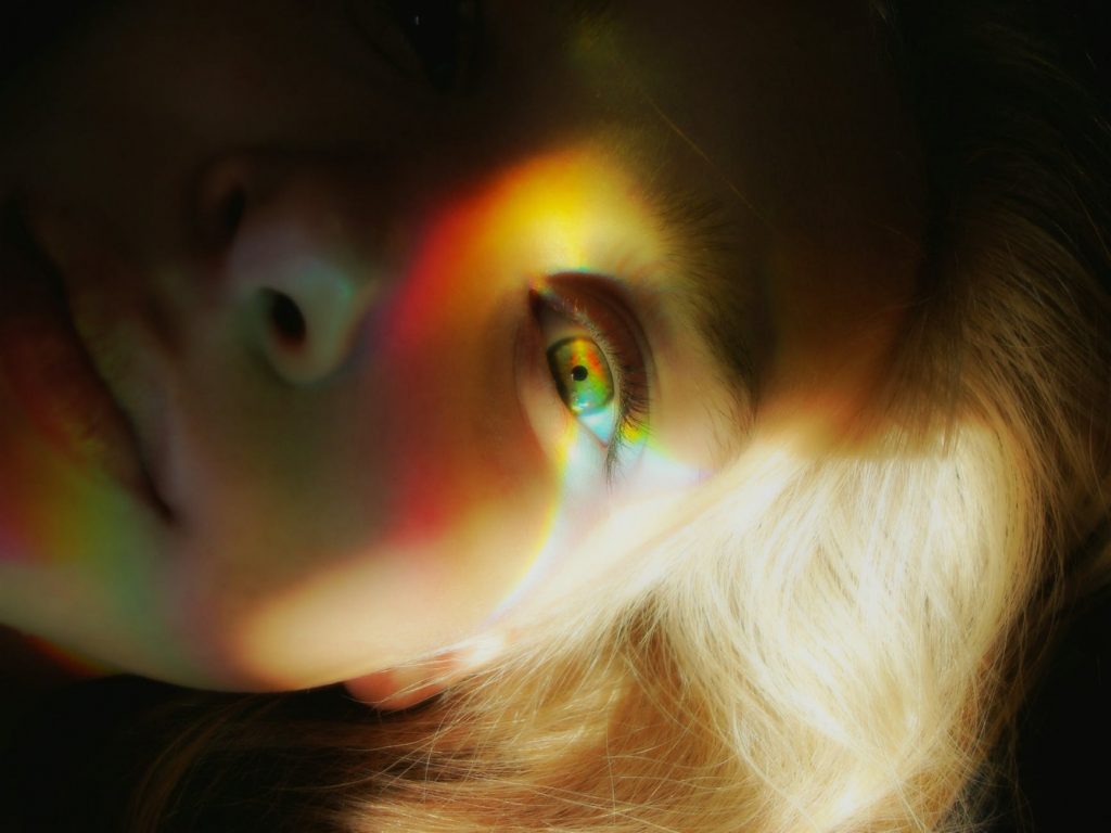 woman s face with light reflections